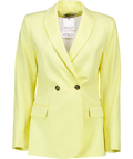 THE FOLD Yellow Stretch Cotton Fitted Double Breasted Blazer UK 10