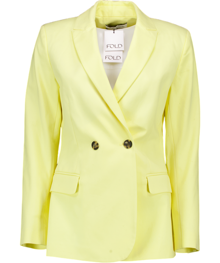 THE FOLD Yellow Stretch Cotton Fitted Double Breasted Blazer UK 10