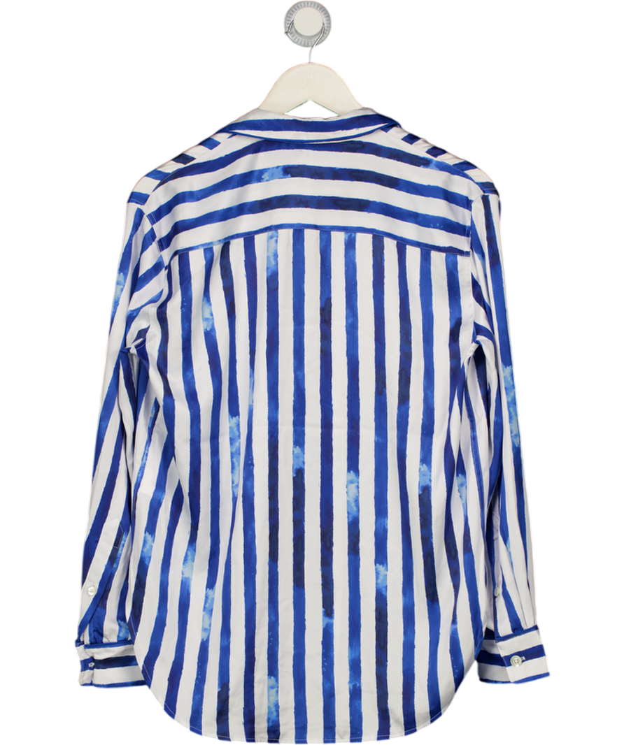 Polo Ralph Lauren Blue Satin Striped Pajama-style Shirt UK S