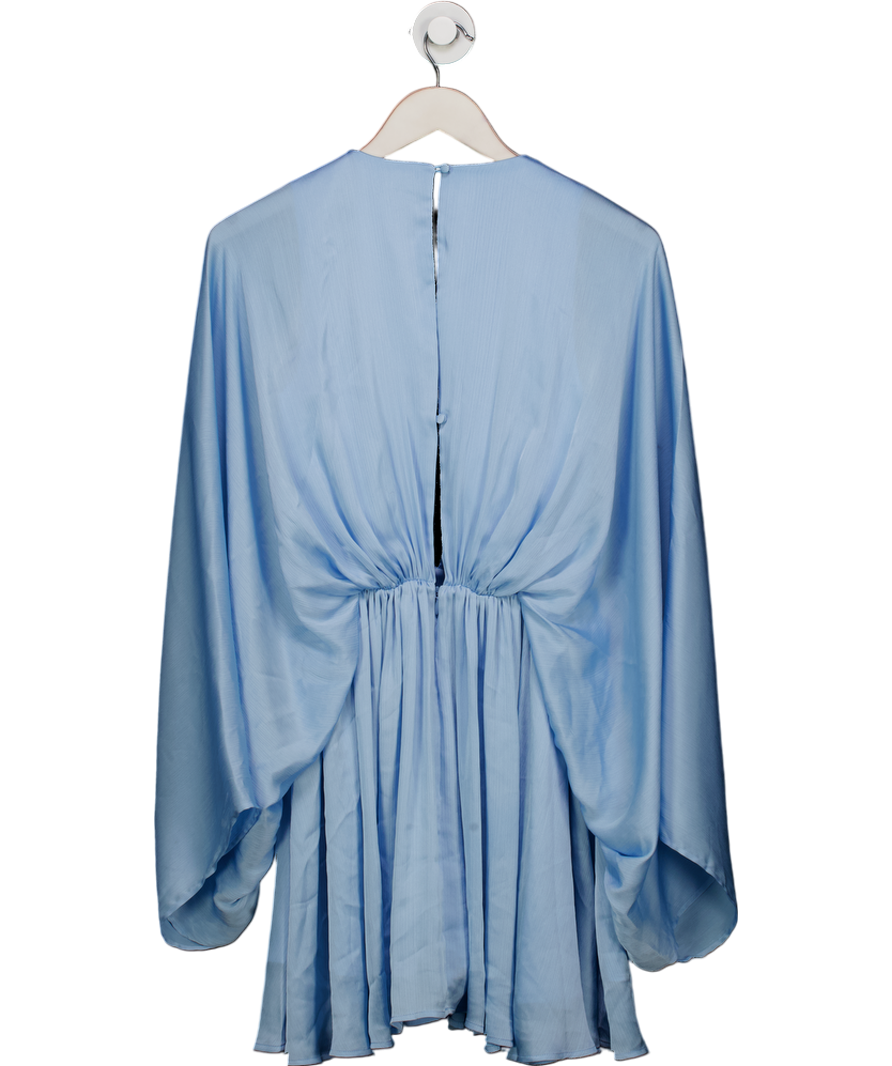 Club L Ocean Flower Powder Blue Crinkle Chiffon Draped Mini Dress UK 6