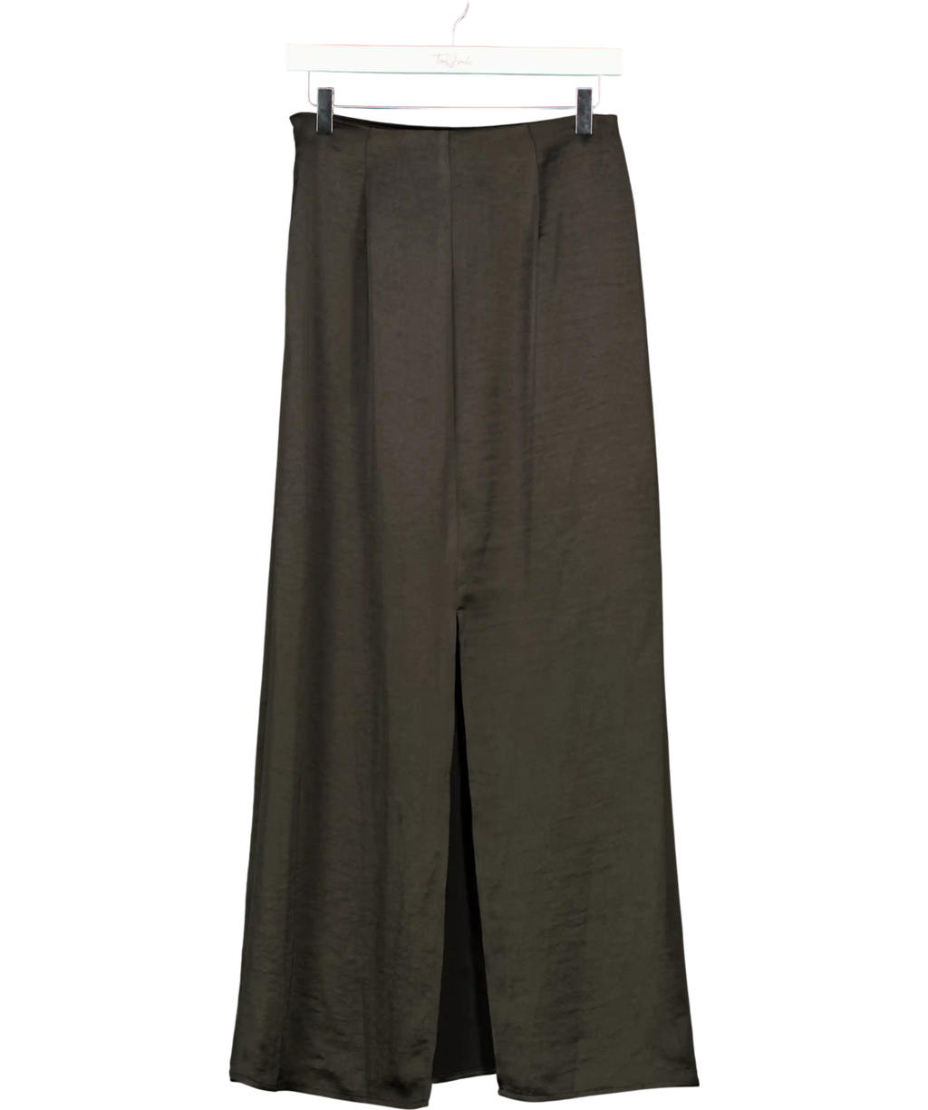 4th & Reckless Black Satin Back Split Maxi Skirt UK 8