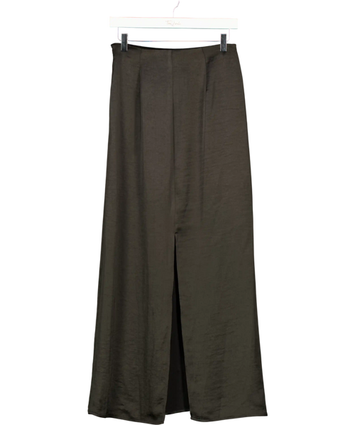 4th & Reckless Black Satin Back Split Maxi Skirt UK 8