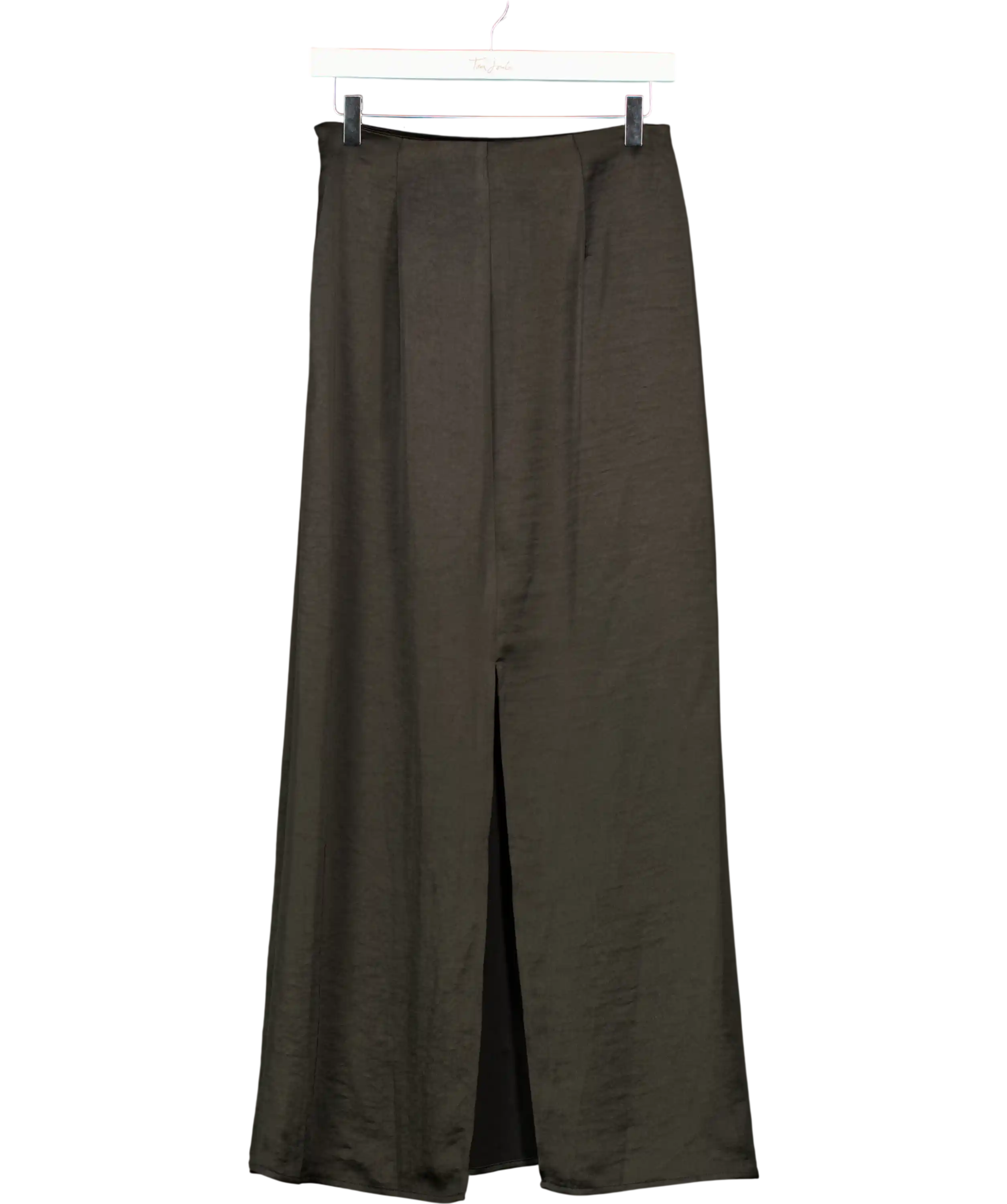 4th & Reckless Black Satin Back Split Maxi Skirt UK 8