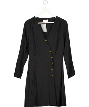 & Other Stories Black Asymmetric Button Up Wrap Dress UK 10