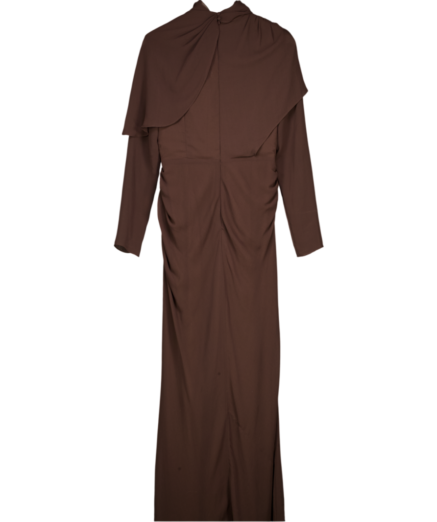 ASOS Design Draped Long Sleeve Maxi Dress In Chocolate Brown UK 10