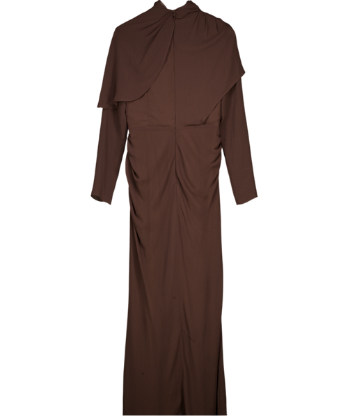ASOS Design Draped Long Sleeve Maxi Dress In Chocolate Brown UK 10