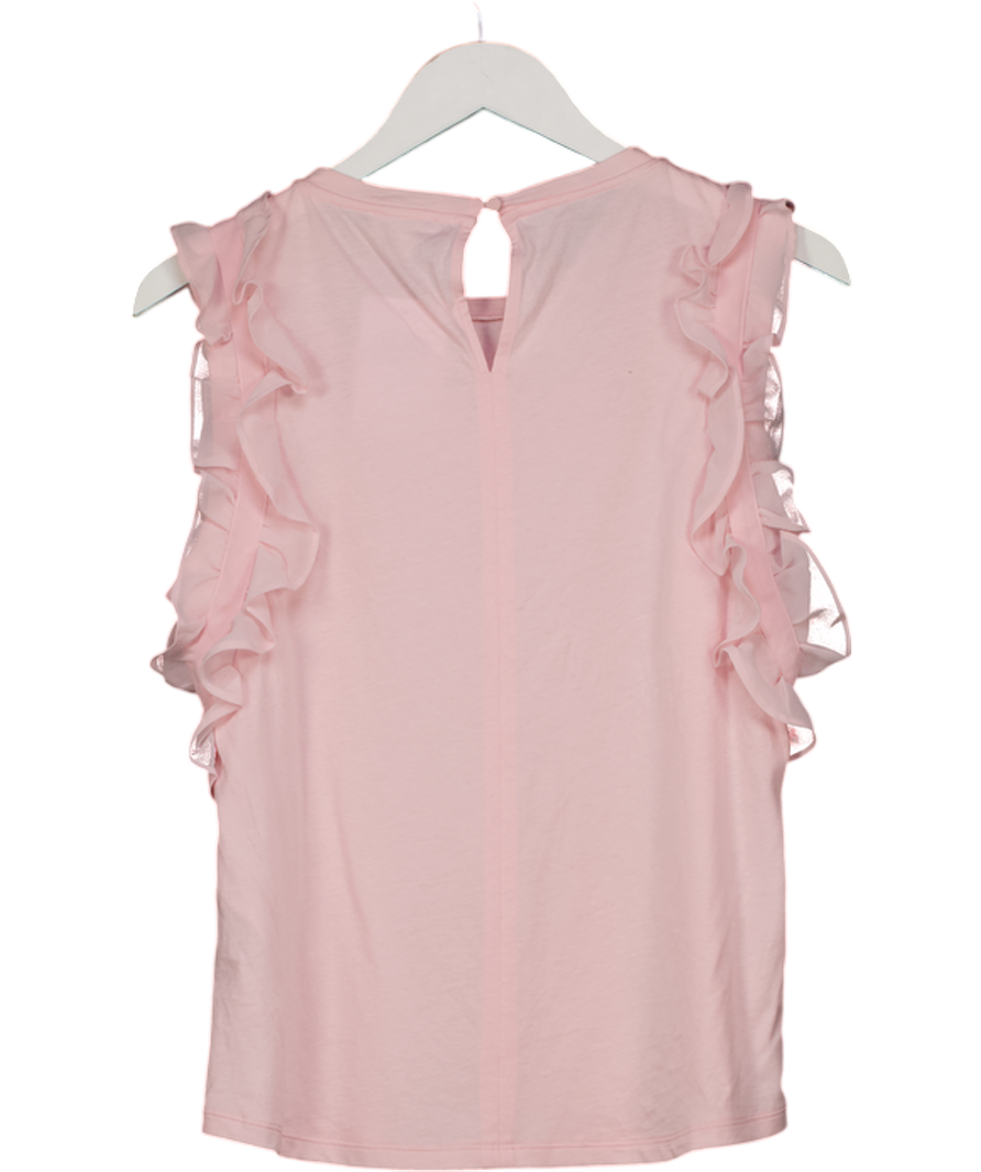 Claudie Pierlot Baby Pink Ruffle  Detail Sleeveless  T-shirt Sz1 UK S