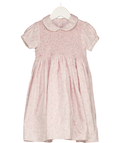 CASHMIRINO Pink Floral Hand-smocked Cotton Peter Pan Dress 2 Years