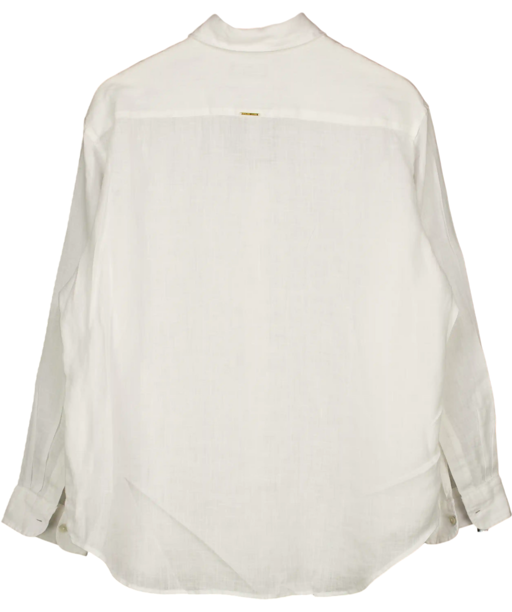 HOLLAND COOPER White Embroidered Logo Amalfi Linen Shirt UK S