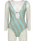 JETS Blue & Beige One Piece Swim Suit UK 10