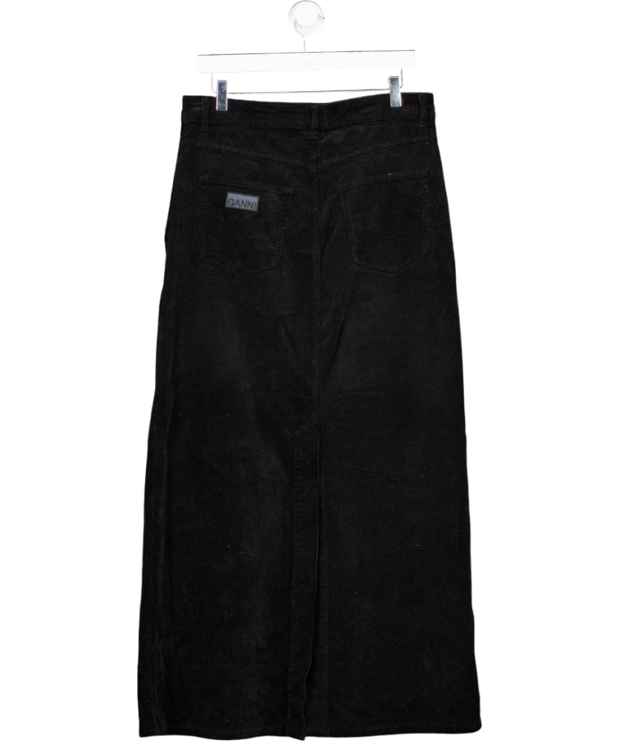 GANNI Black Cotton-blend Corduroy Maxi Skirt De40 UK 12