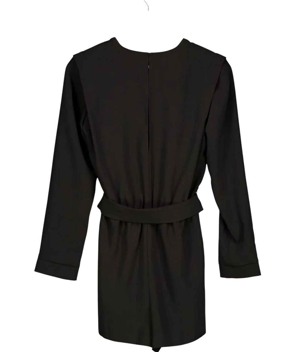 AMANDA UPRICHARD Black Baldwin Long Sleeve Belted Playsuit UK S