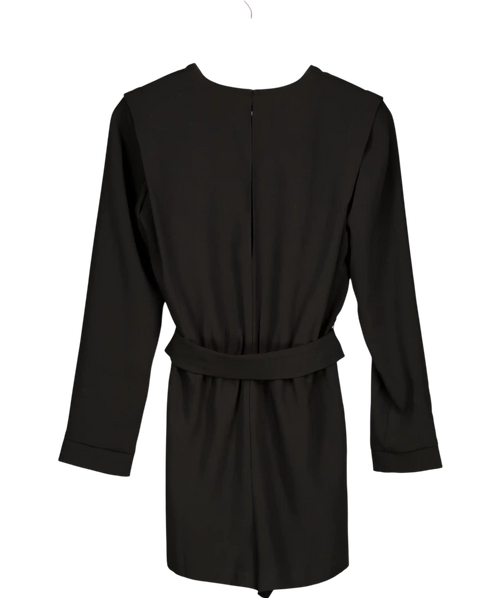 AMANDA UPRICHARD Black Baldwin Long Sleeve Belted Playsuit UK S