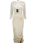 WANDERDOLL 2-piece Cream Delilah Knit Maxi Skirt And Peony Bra Top Set UK M