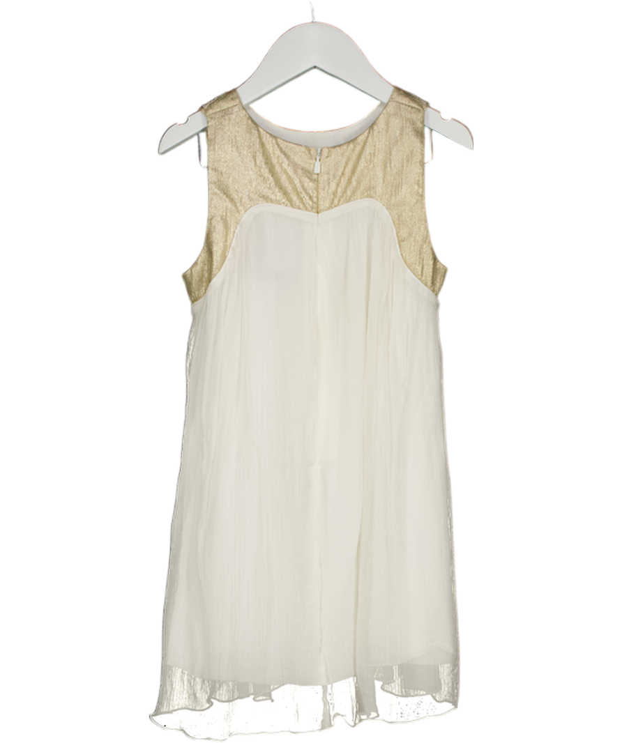 Chloé Kids 100% Silk Chiffon Cream And Gold Dress 6 Years