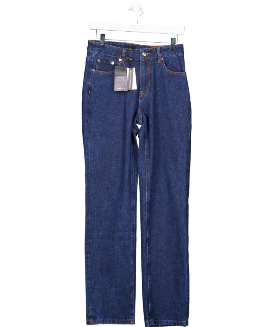 Karen Millen Dark Blue Rigid Denim Mid Rise Straight Leg Jean UK 8