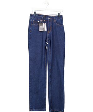 Karen Millen Dark Blue Rigid Denim Mid Rise Straight Leg Jean UK 8