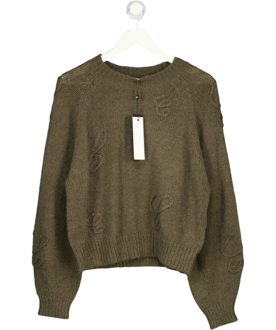 THE COUTURE CLUB Cocoa Brown Script Applique Oversized Jumper UK M