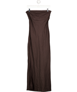 AUGUSTE THE LABEL Dark Brown Linen Bandeau Dress UK 8