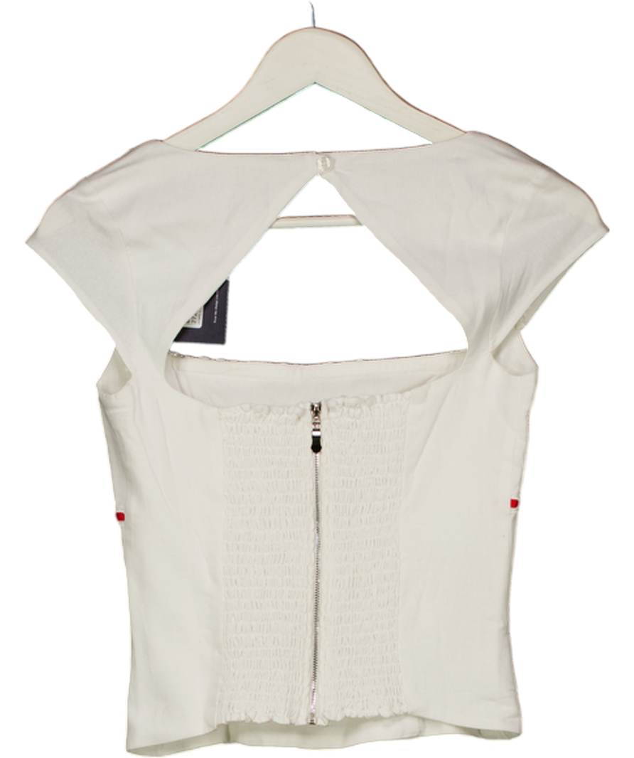 ANT ELIAS White / Red The Elissa Linen Top UK XS