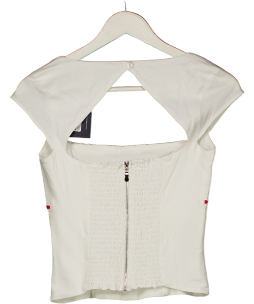 ANT ELIAS White / Red The Elissa Linen Top UK XS
