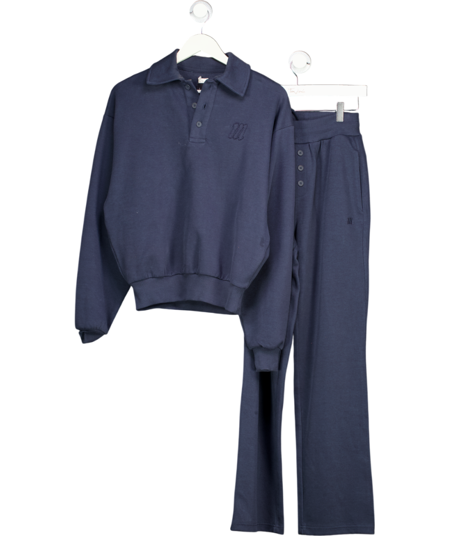 MAEBE 2-piecenavy Blue Daily Errands Collared Sweatshirt & Wide Leg Jogger Set UK XXS