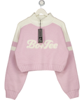 BO + TEE Pink Knit Logo Cropped Jumper UK L