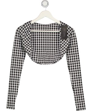 ASTORIA ACTIVEWEAR Black Seamless Knit Shrug - Black/grey Houndstooth UK S
