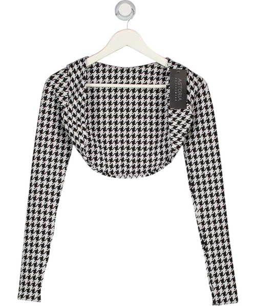ASTORIA ACTIVEWEAR Black Seamless Knit Shrug - Black/grey Houndstooth UK S