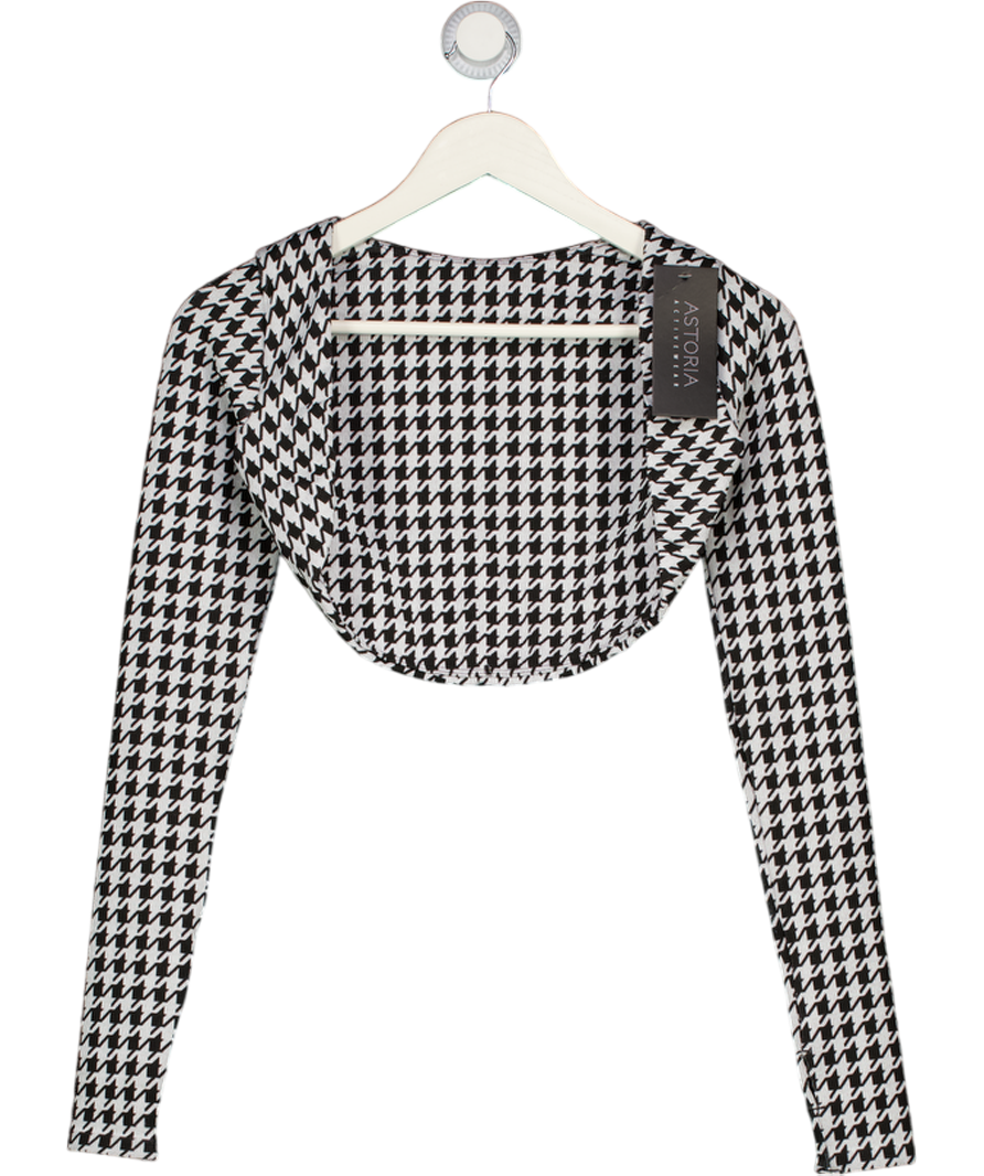 ASTORIA ACTIVEWEAR Black Seamless Knit Shrug - Black/grey Houndstooth UK S