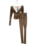 COUCOO Brown 2-piece Leopard Top And Trousers Set UK S