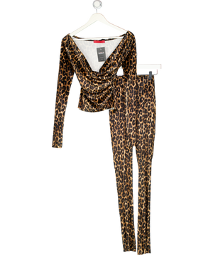 COUCOO Brown 2-piece Leopard Top And Trousers Set UK S