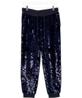 ANTHROPOLOGIE Ett:twa Nvay Blue  Sequined Velvet Joggers UK S