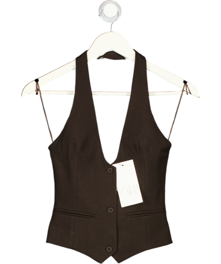 ZARA Brown Waistcoat Top UK XS