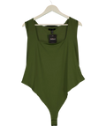 New Look Green Slinky Square Neck Sleeveless Bodysuit UK 22