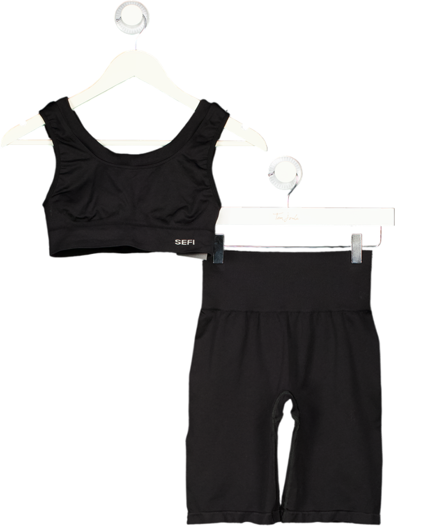 SEFI 2-piece Black Activewear Bike Shorts & Bra Top UK XS/S
