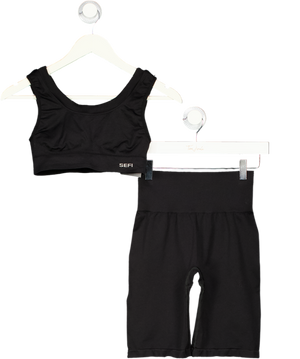 SEFI 2-piece Black Activewear Bike Shorts & Bra Top UK XS/S