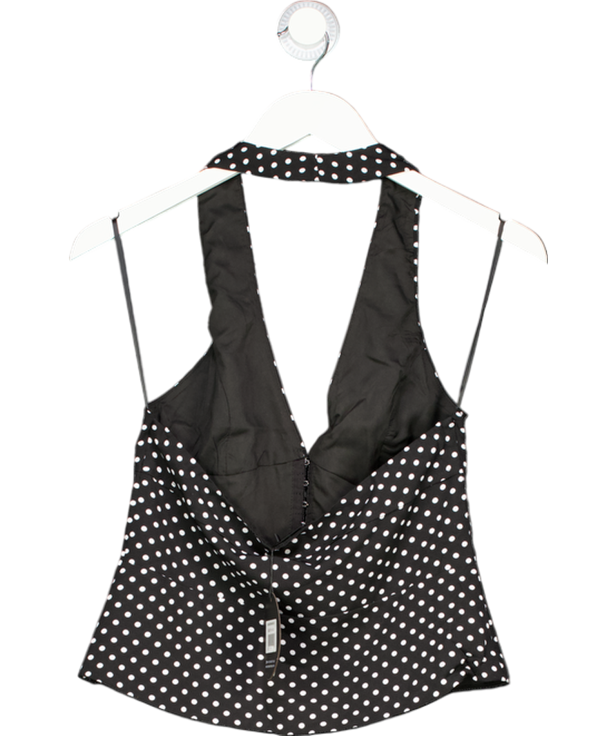 White Fox Black Stunner Edition Halter Top Black/white Polka Dot UK M