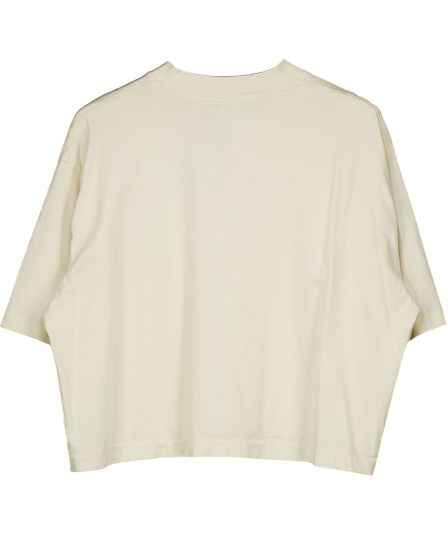 adidas Yellow Front Thress Stripes Tee UK S