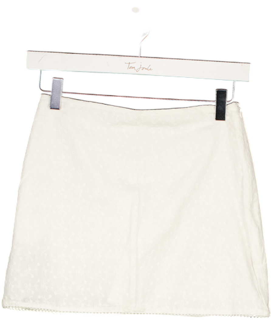 PERFECT STRANGER Broderie Mini Skirt White UK 6