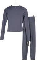 ADANOLA Grey 2-piece Long Sleeve Top And Leggings Activewear Set UK XS