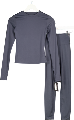 ADANOLA Grey 2-piece Long Sleeve Top And Leggings Activewear Set UK XS