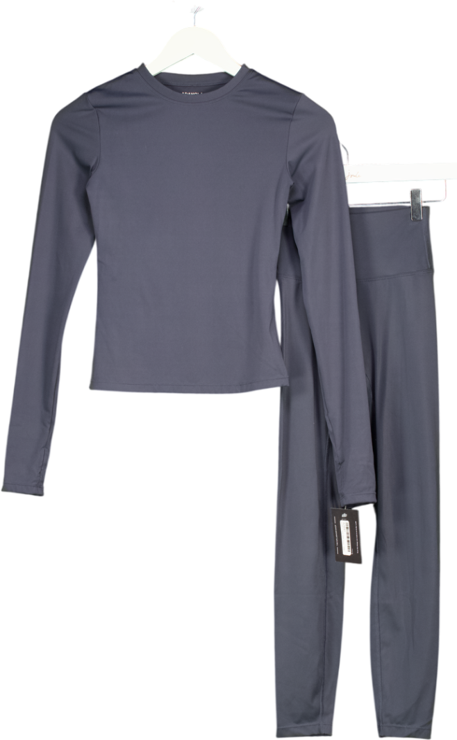 ADANOLA Grey 2-piece Long Sleeve Top And Leggings Activewear Set UK XS