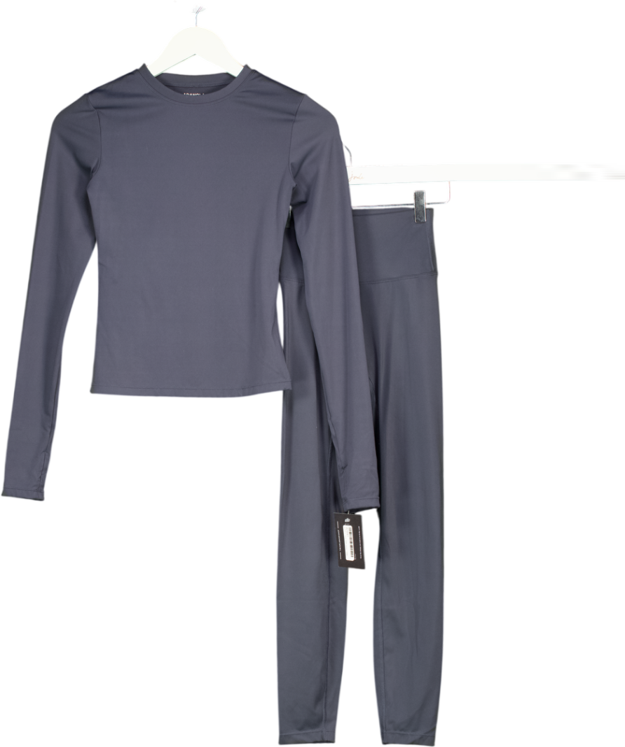 ADANOLA Grey 2-piece Long Sleeve Top And Leggings Activewear Set UK XS