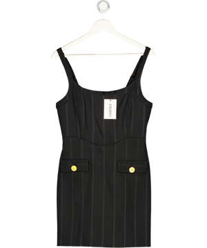L'agence Black Jacquard Stripe Button Detail Midi Dress Us6 UK 10