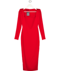 ALEX PERRY Red Square Neck Dellen Satin-crepe Corset Midi Dress UK 8
