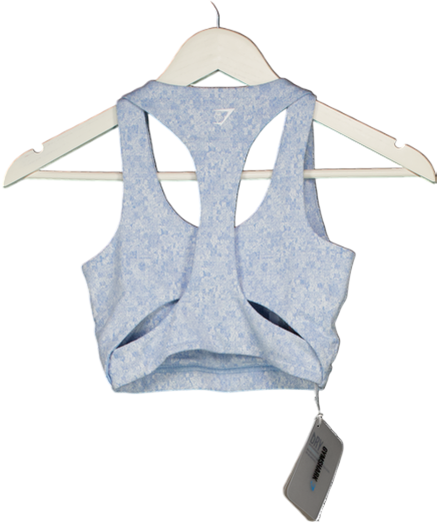 GYMSHARK Blue Marl Fleur Textured Sports Bra UK XS
