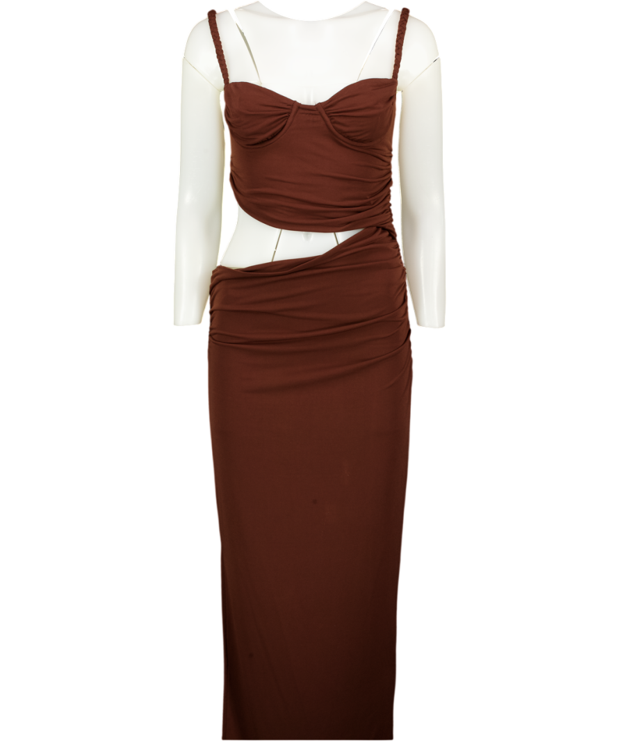 MARS THE LABEL Brown Cut Out Maxi Dress UK 8