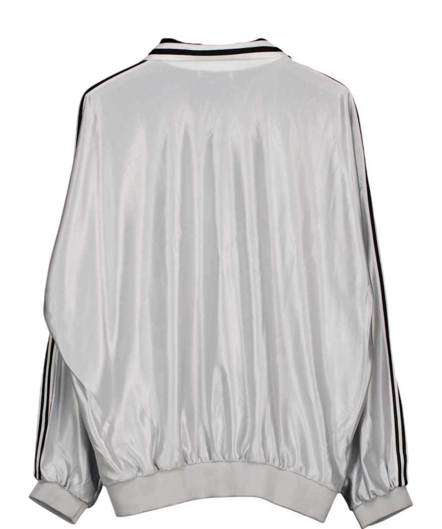 90s product Metallic Silver Sport Shirt UK L