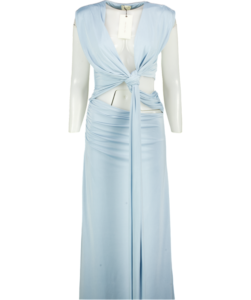 Arcina Ori Blue Jade Knot Maxi Dress UK XS